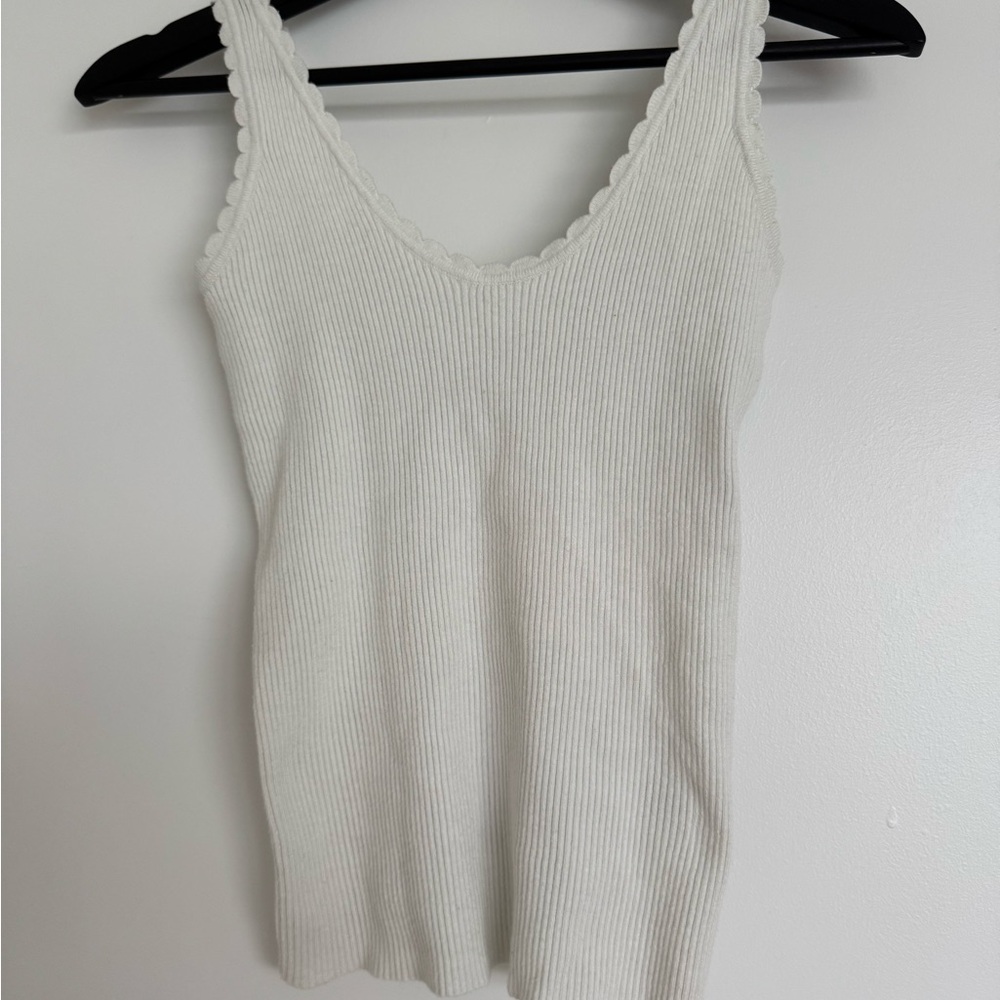 Elegant White Ribbed Camisole